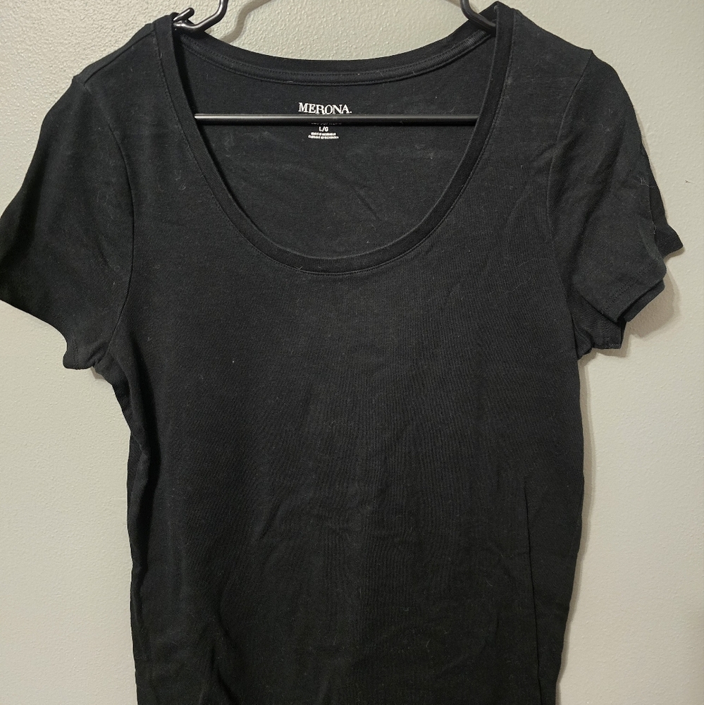 Merona Black Fitted Short Sleeve Tee